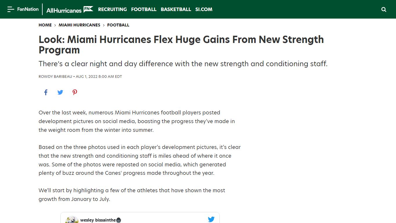 Look: Miami Hurricanes Flex Huge Gains From New Strength Program